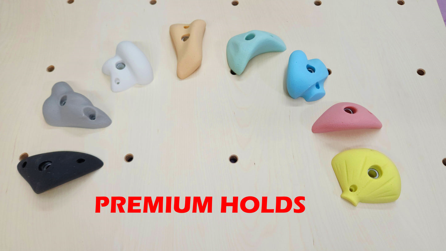 Premium Polyresin Rock Climbing Holds for Rock Climbing Wall Panels. Available in Pastel Colours