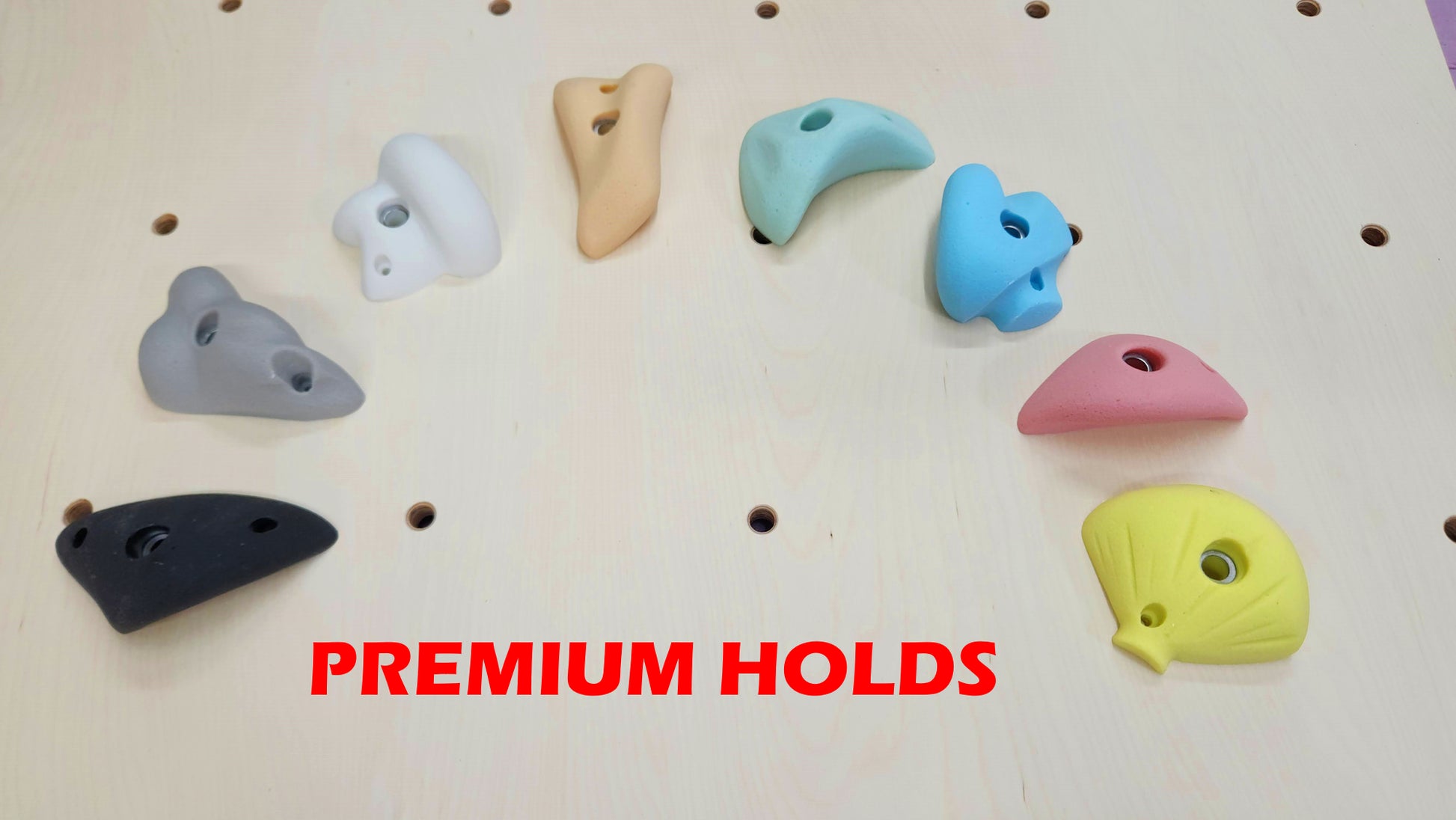 Premium Polyresin Rock Climbing Holds for Rock Climbing Wall Panels. Available in Pastel Colours